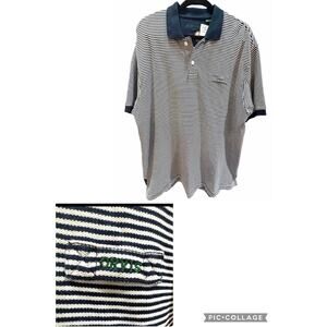NWT Orvis Signature Polo Navy and White Stripe Men's Large Preppy Quiet Luxury